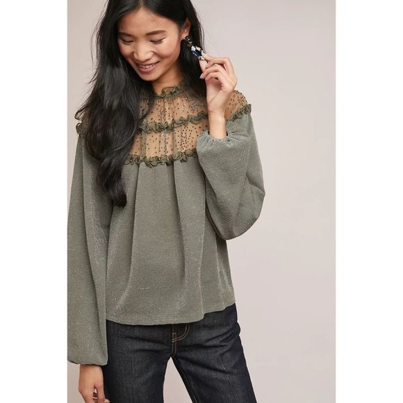 RARE Ranna Gill Anthropologie Bowen Ruffle Top NWT Medium - Picture 5 of 10